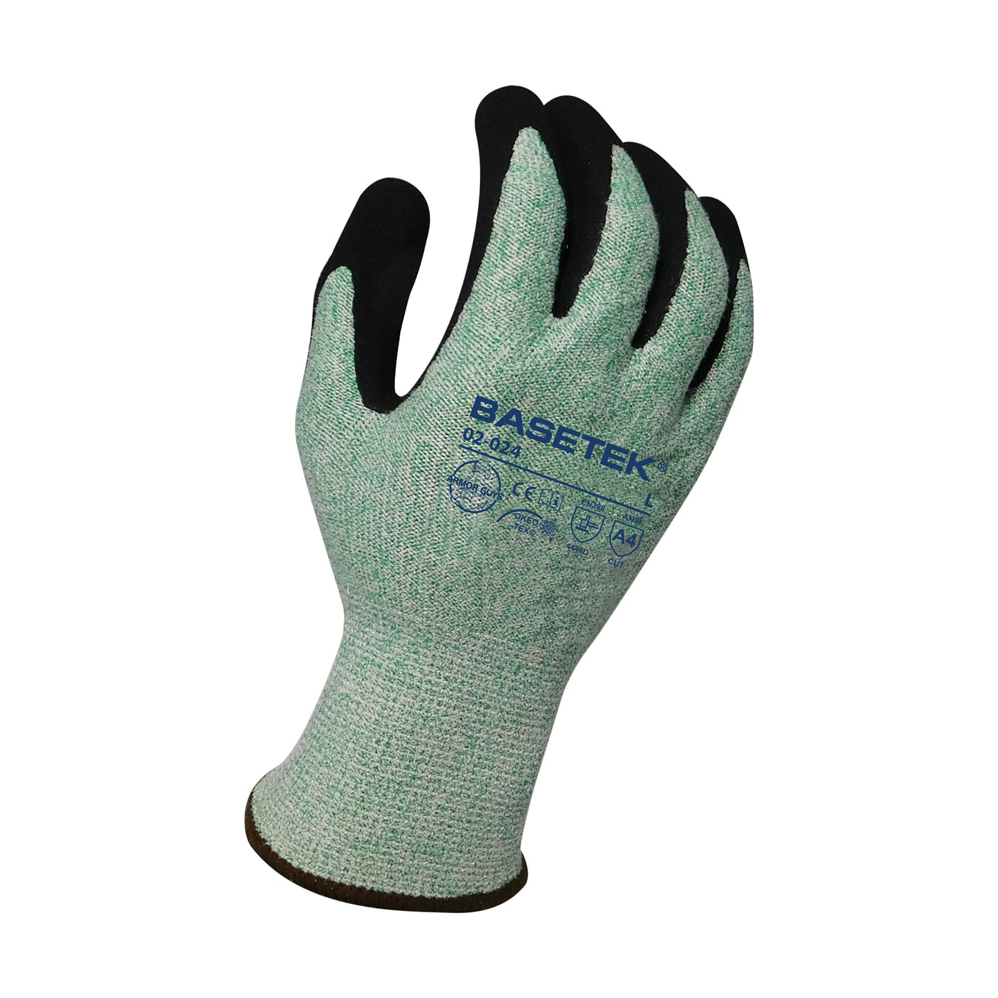 02-024 Basetek® Gloves – ANSI A4 Cut Resistance, Oil Grip Technology, Nitrile Coated