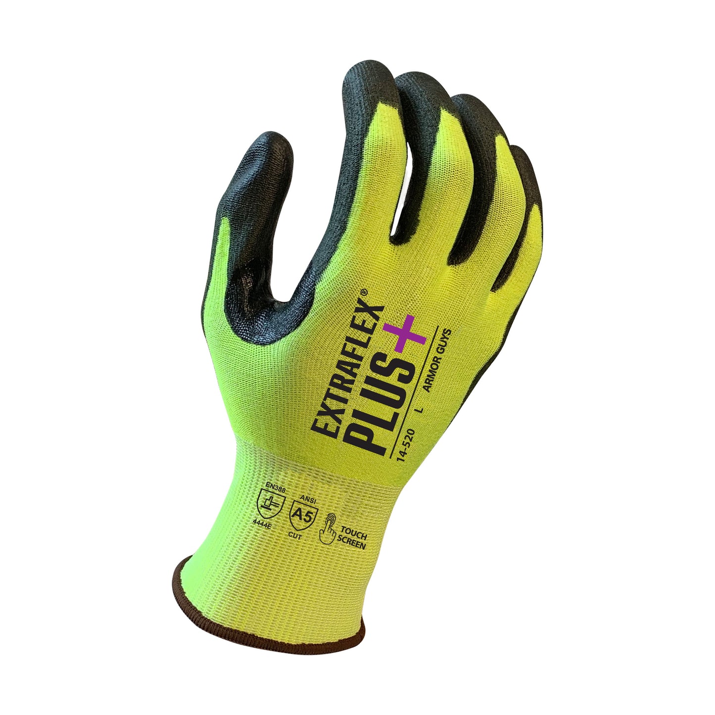 14-520 Extraflex® Plus Gloves – Hi-Vis ANSI A5 Cut Protection, Oil Grip, Touchscreen Compatible