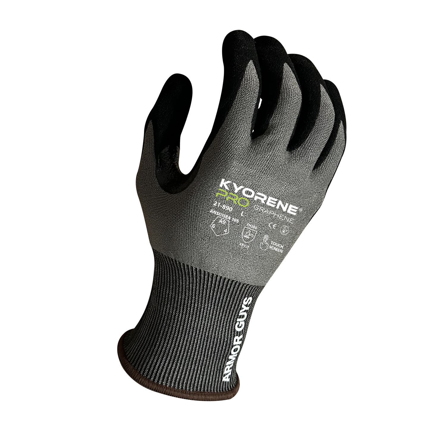 21-890 Kyorene® Pro Work Gloves – Touchscreen, Graphene-Enhanced Liner, Nitrile MicroFoam Palm Coating, ANSI A9 Cut Resistant